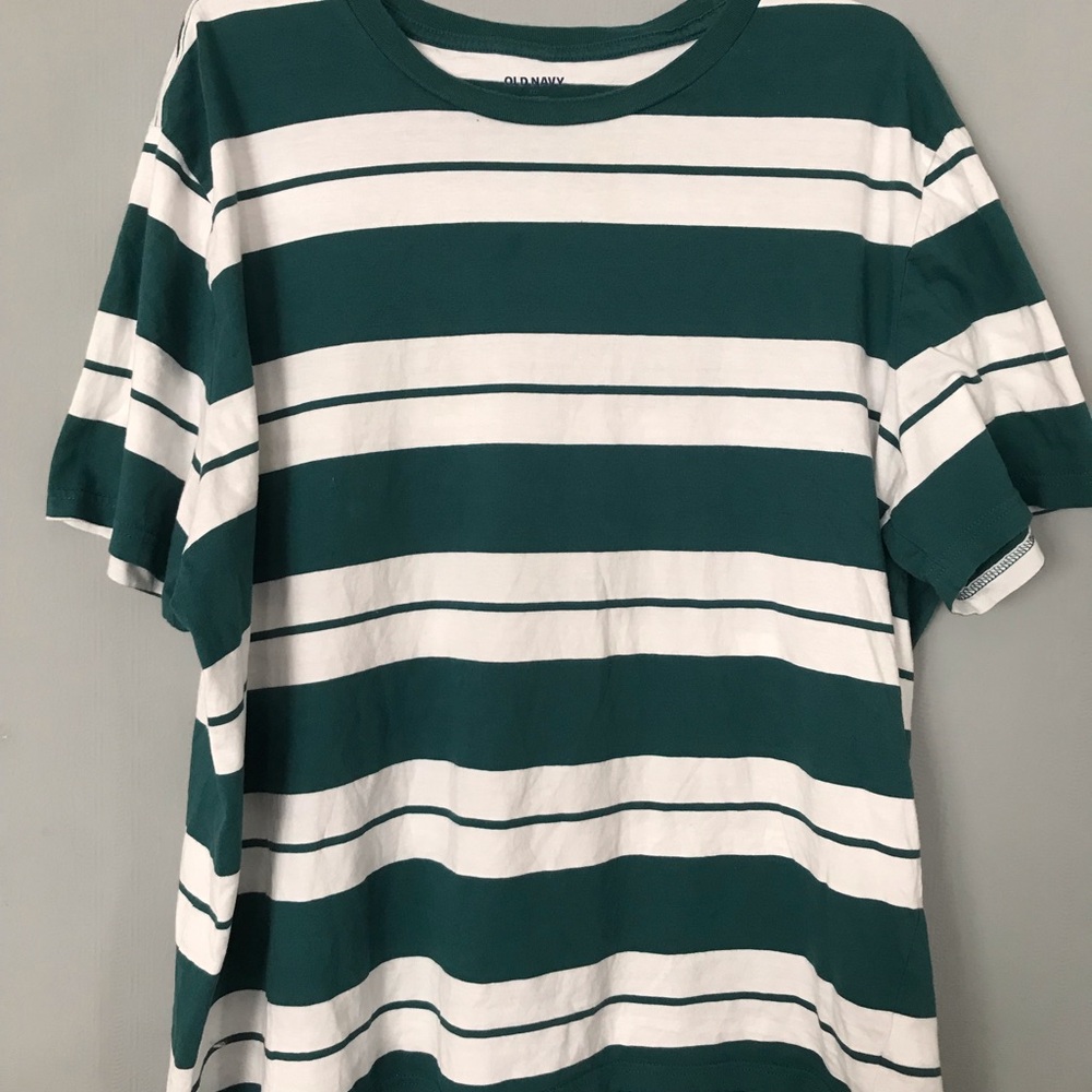 Old Navy Green and White Striped Tee